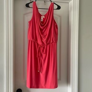 Coral drawstring dress